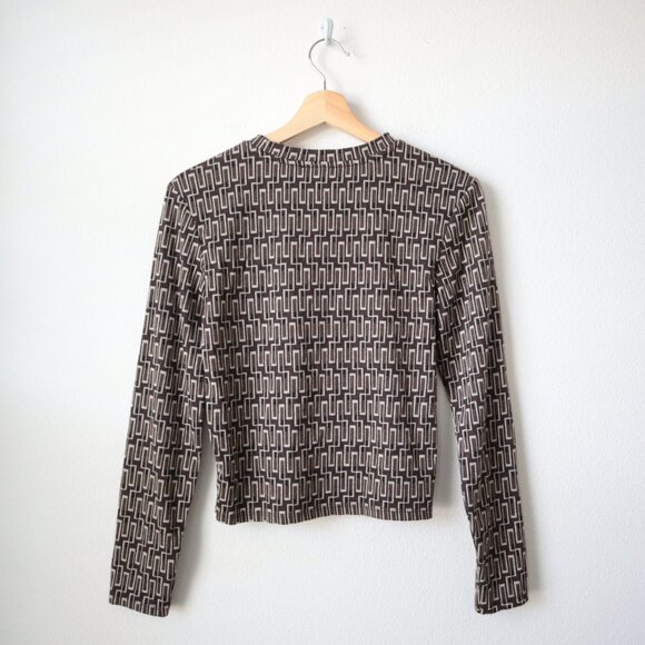 Zara Retro Geometric Long Sleeve Top | M - Picture 4 of 4